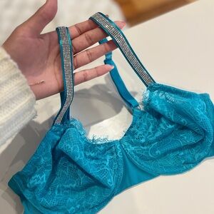 Rhinestone Strap Lace Bra